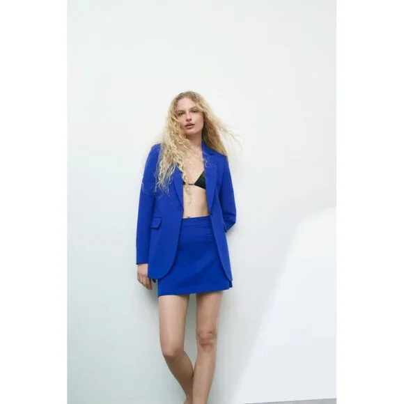 NWT ZARA MINI SKIRT WITH POCKETS Ink blue Medium - Picture 3 of 10